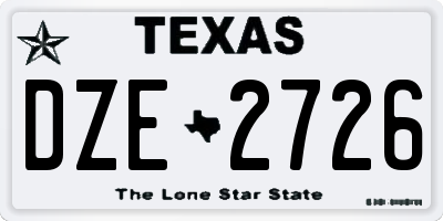 TX license plate DZE2726