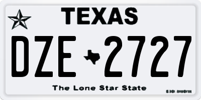 TX license plate DZE2727