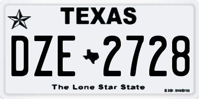 TX license plate DZE2728