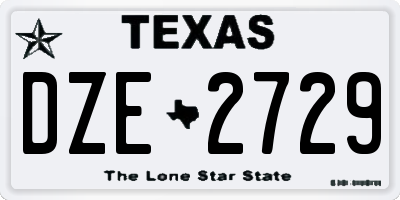 TX license plate DZE2729