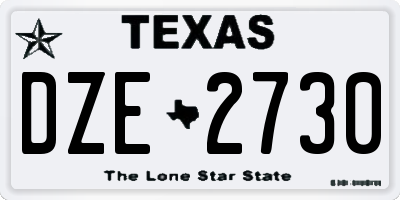 TX license plate DZE2730