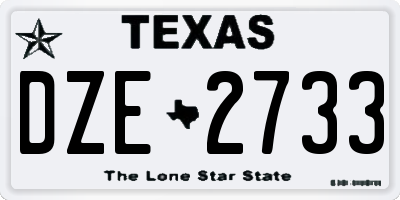 TX license plate DZE2733