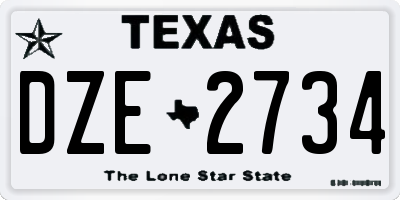 TX license plate DZE2734