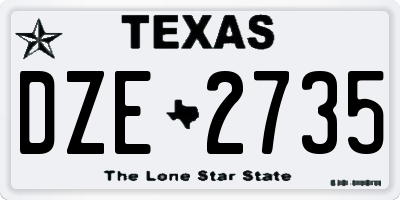 TX license plate DZE2735