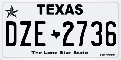 TX license plate DZE2736