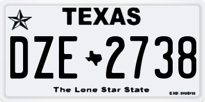TX license plate DZE2738