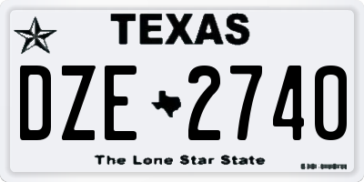 TX license plate DZE2740
