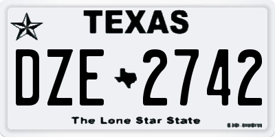 TX license plate DZE2742