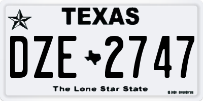 TX license plate DZE2747