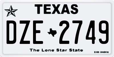 TX license plate DZE2749
