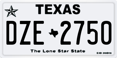 TX license plate DZE2750
