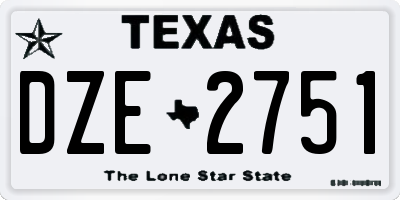 TX license plate DZE2751
