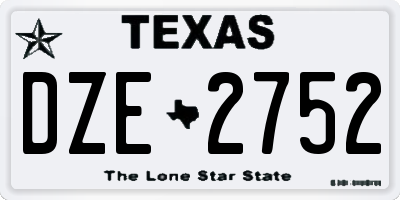 TX license plate DZE2752