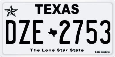 TX license plate DZE2753