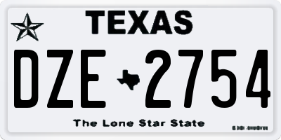 TX license plate DZE2754