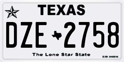 TX license plate DZE2758
