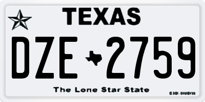 TX license plate DZE2759
