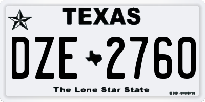 TX license plate DZE2760