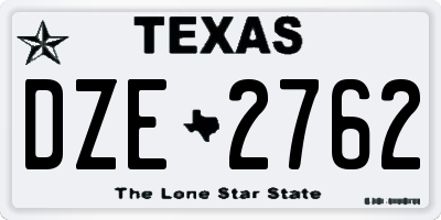 TX license plate DZE2762