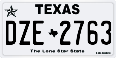 TX license plate DZE2763