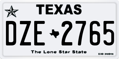 TX license plate DZE2765