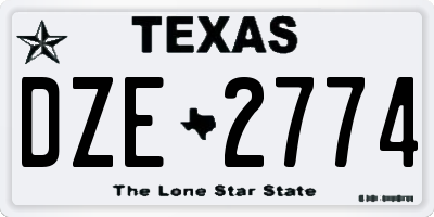 TX license plate DZE2774