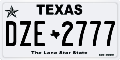 TX license plate DZE2777