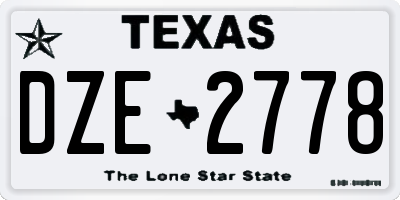 TX license plate DZE2778