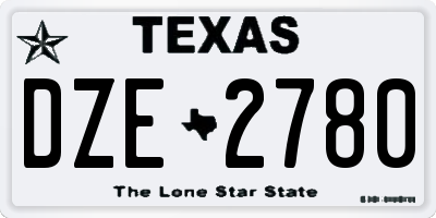 TX license plate DZE2780