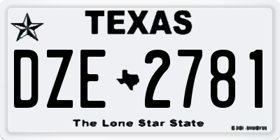 TX license plate DZE2781