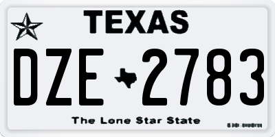 TX license plate DZE2783