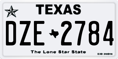 TX license plate DZE2784