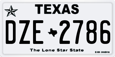 TX license plate DZE2786