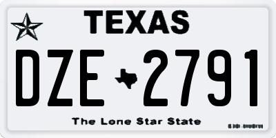 TX license plate DZE2791