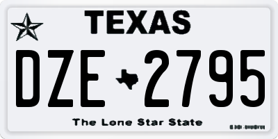 TX license plate DZE2795