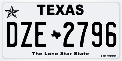 TX license plate DZE2796
