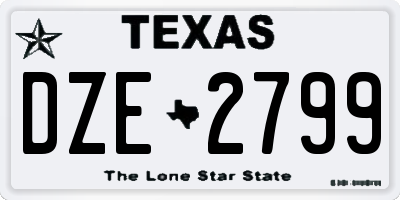 TX license plate DZE2799