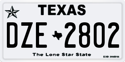 TX license plate DZE2802