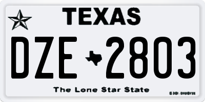 TX license plate DZE2803