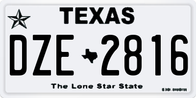 TX license plate DZE2816