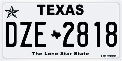 TX license plate DZE2818