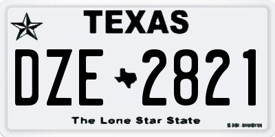TX license plate DZE2821