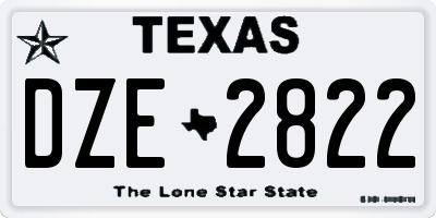 TX license plate DZE2822