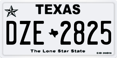 TX license plate DZE2825