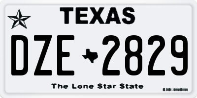 TX license plate DZE2829