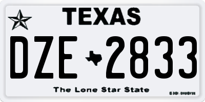 TX license plate DZE2833