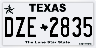 TX license plate DZE2835