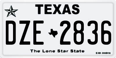 TX license plate DZE2836