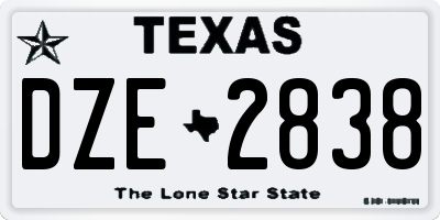 TX license plate DZE2838