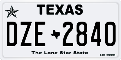 TX license plate DZE2840